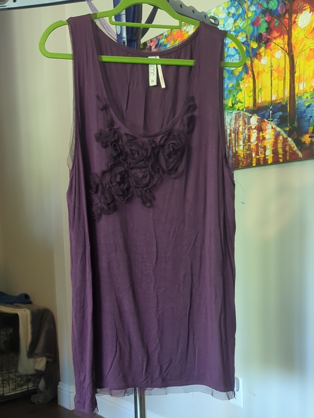 Kische Deep Plum Floral Rosette Sleeveless Tank